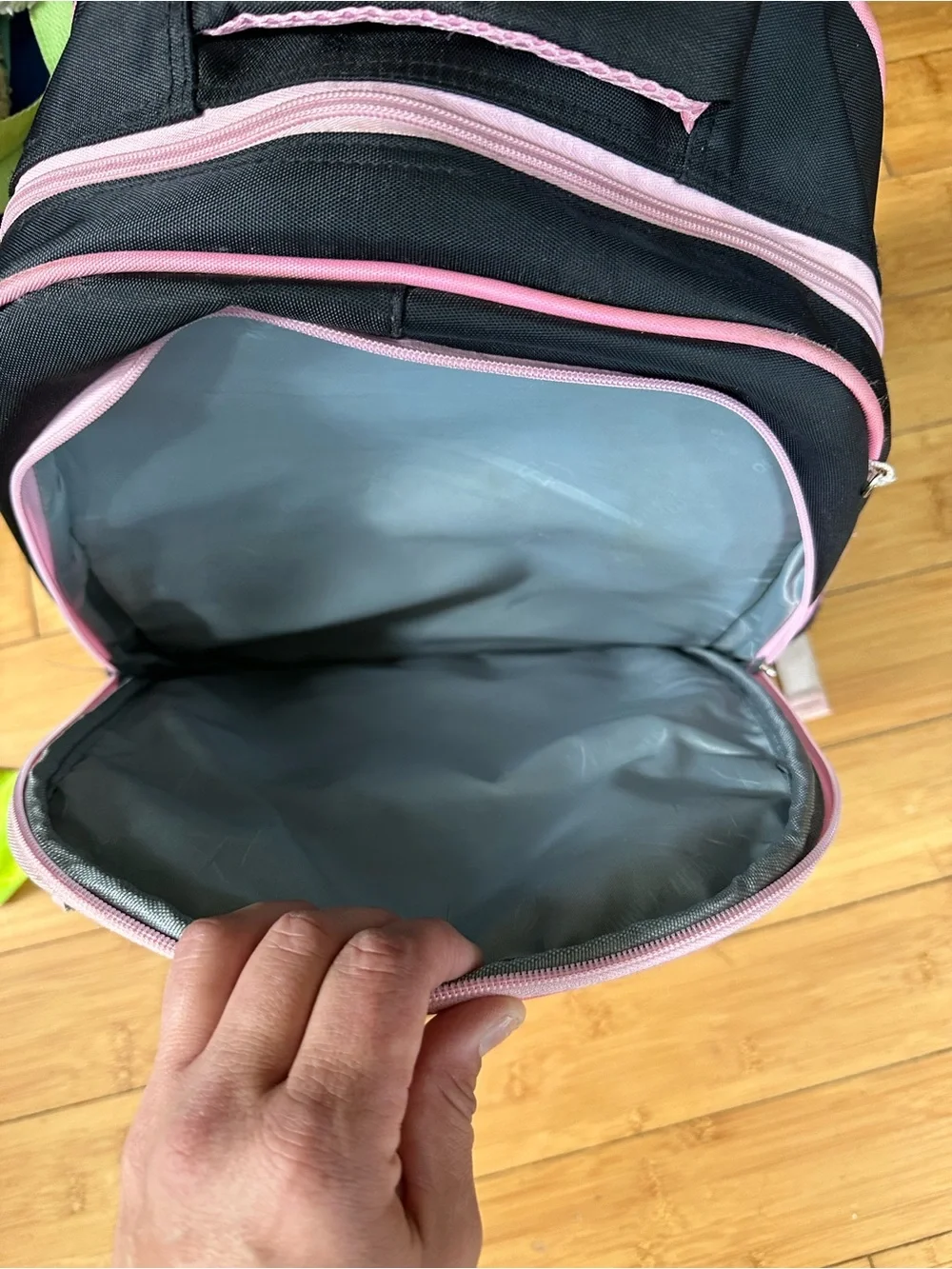 Black Backpack with Pink Trim & Cute Cat Face